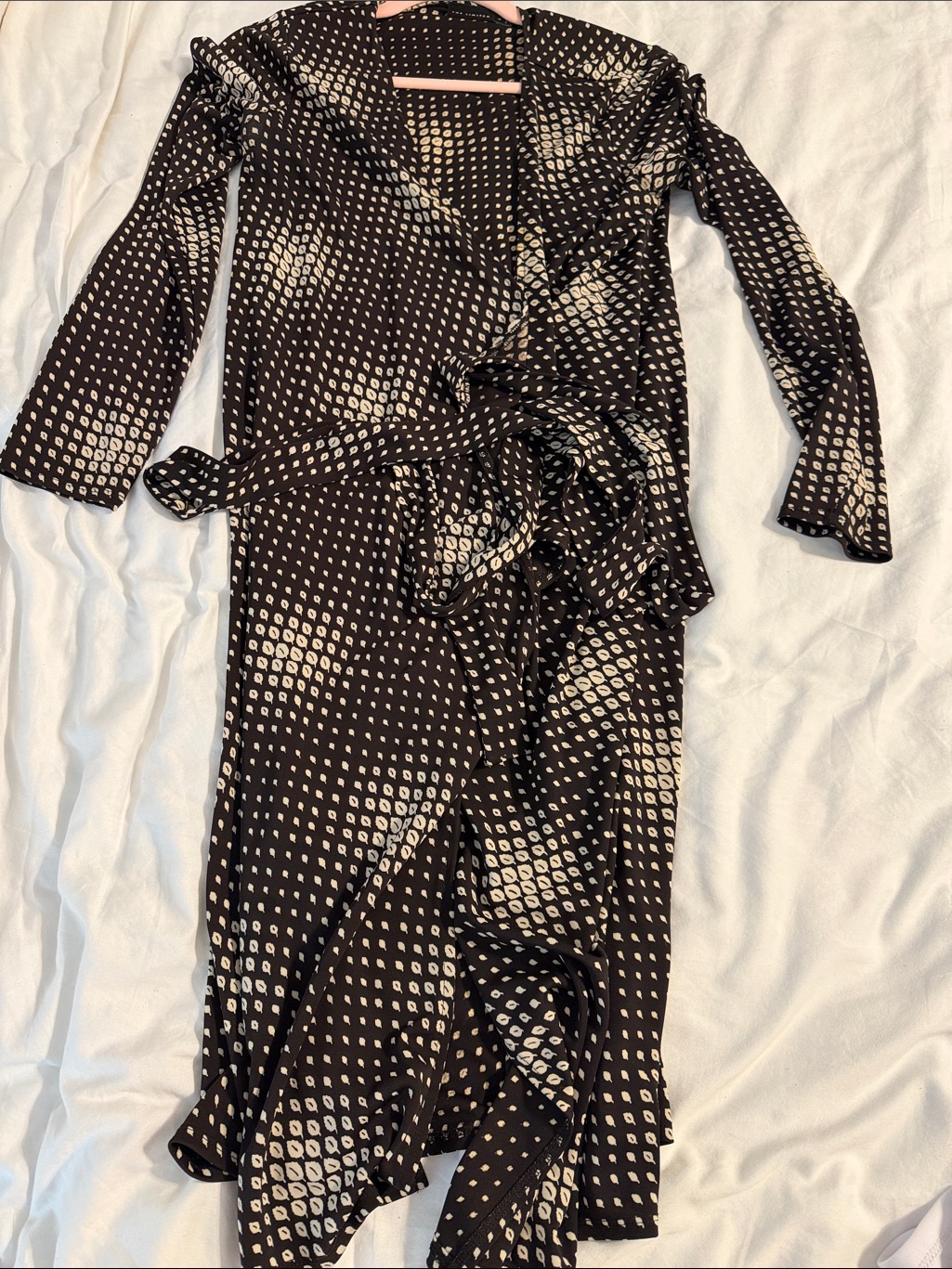 The Limited Black Wrap Maxi Dress With Cream Dot Print
